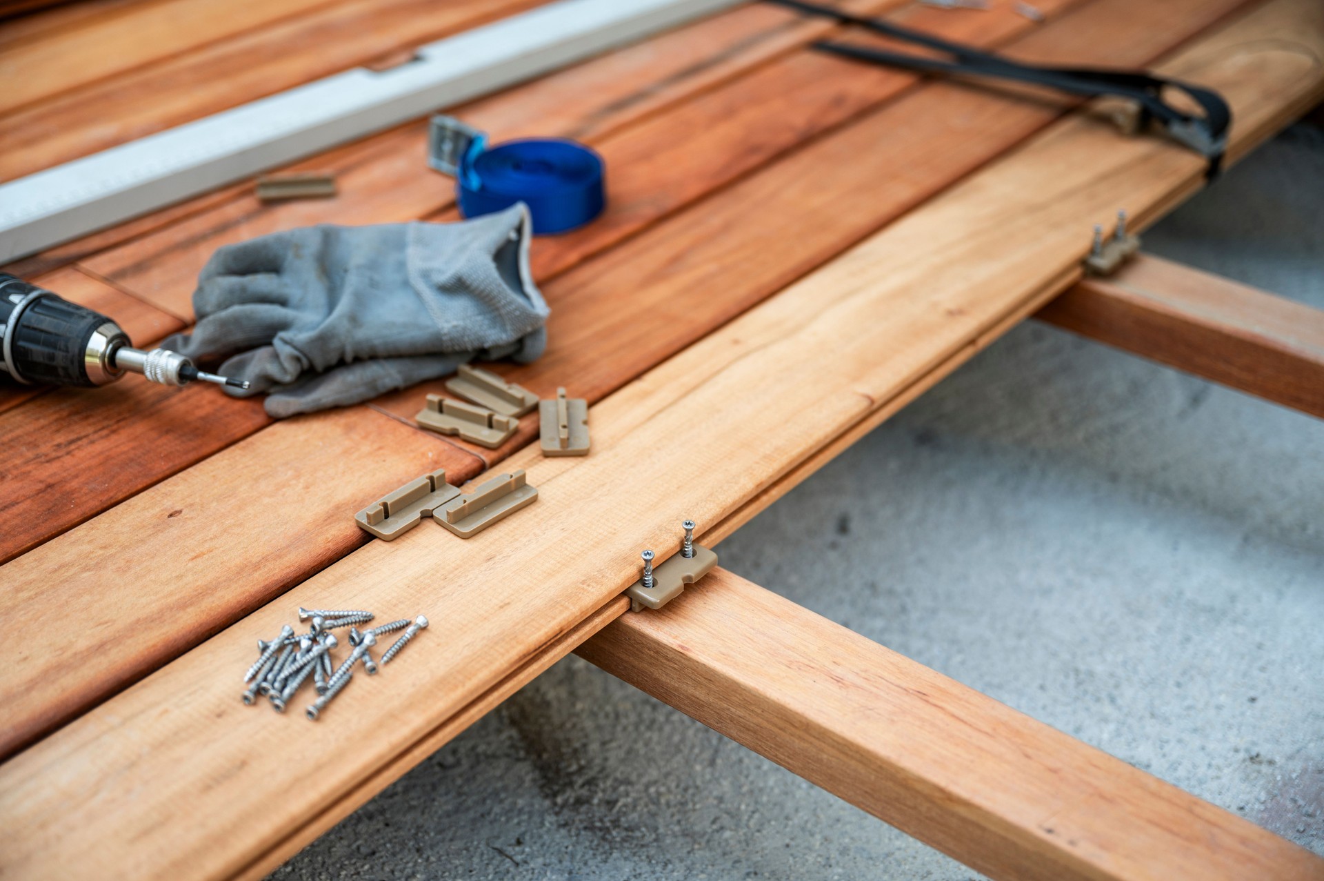 Outdoor Wooden Terrace with Work Tools